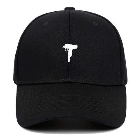 Casquette De Baseball Coton Broderie Pistolet Silhouette Streetwear Protection Solaire Réglable Hip Hop Unisexe