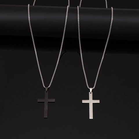 Collier Pendentif Croix Acier Inoxydable Minimaliste Streetwear Hip Hop Bijoux Pour Hommes Et Femmes