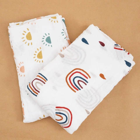 Baby Swaddle Blanket Muslin Cotton Breathable Soft Multiuse Receiving Wrap For Newborns Infants Animals Print