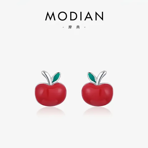 Rode Appel Oorknopjes Met 925 Sterling Zilveren Oorsteker Emaille Schattige Kleine Fruitsieraden Voor Vrouwen Meisjes