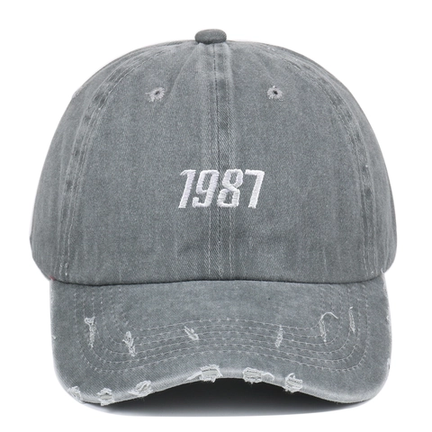 Casquette De Baseball En Coton Lavé Rétro Broderie 1987 Déchirée Vintage Pare-Soleil Réglable Dad Hat Extérieur