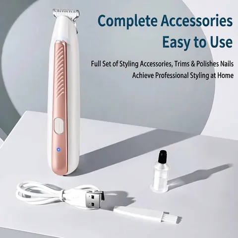Professional Electric Pet Hair Trimmer With LED Light USB Rechargeable Quiet Clipper For Cat Dog Paws Eyes Ears
