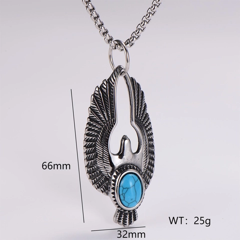 Collar Con Colgante De Águila Retro Acero Inoxidable Con Turquesa Estilo Tribal Rock Joyería Vintage Para Hombres