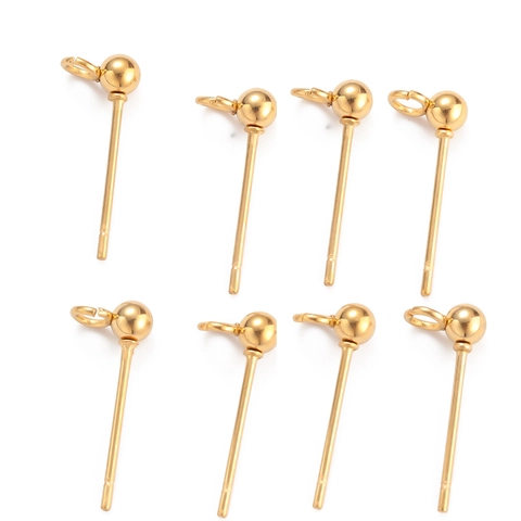 Stainless Steel Ball Head Earring Posts With Loop Stud Findings For DIY Jewelry Making Components