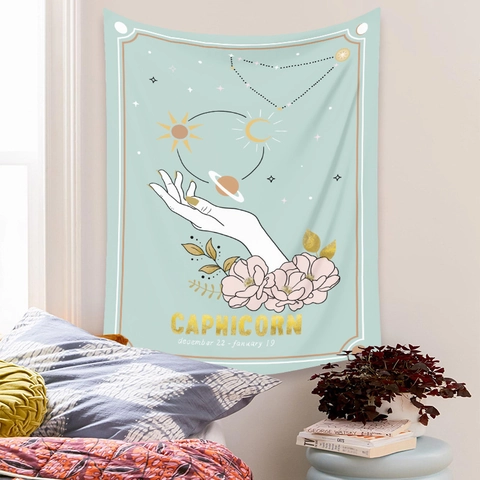 Zodiac Signs Tapestry Polyester Wall Hanging Astrology Tarot Bohemian Room Decor Aesthetic Bedroom Dorm Background Cloth
