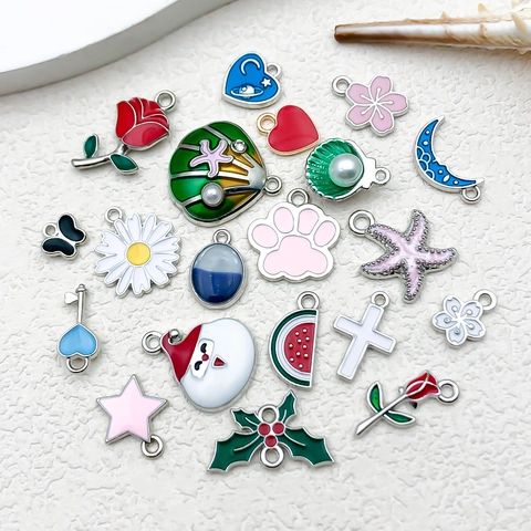 Ciondoli In Smalto Lega Di Zinco Forme Miste Fiore Stella Marina Anguria Per Creazione Gioielli Fai Da Te Bracciale Collana