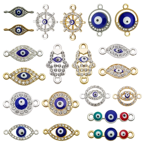 Böser Blick Hamsa Hand Mix Stil Anhänger Legierung Emaille Strass Verbinder Für DIY Schmuckherstellung Halskette Basteln