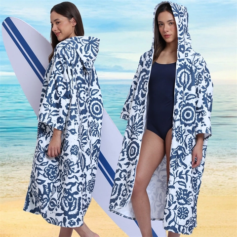 Microvezel Strandlaken Poncho Met Capuchon Sneldrogend Absorberend Omkleedjas Voor Surfen Zwemmen Walvis Print Volwassenen