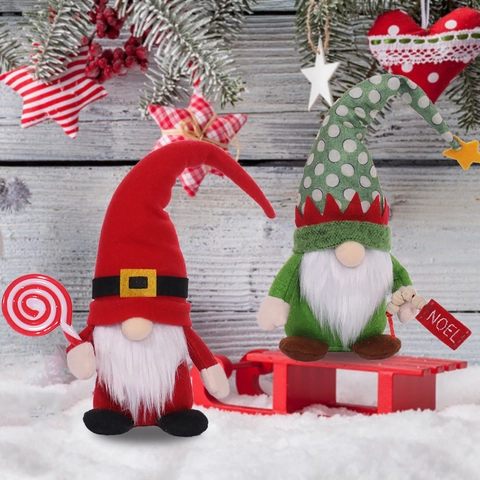 Gnomos De Navidad De Peluche Decoración Navideña Tomte Escandinavo Elfo Con Bastón De Caramelo Letrero Noel Adornos Tela