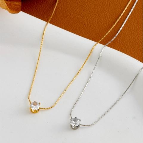 Minimalistische Zirkoon Hanger Ketting Roestvrij Staal Titanium Sleutelbeen Ketting Mode Sieraden Voor Vrouwen