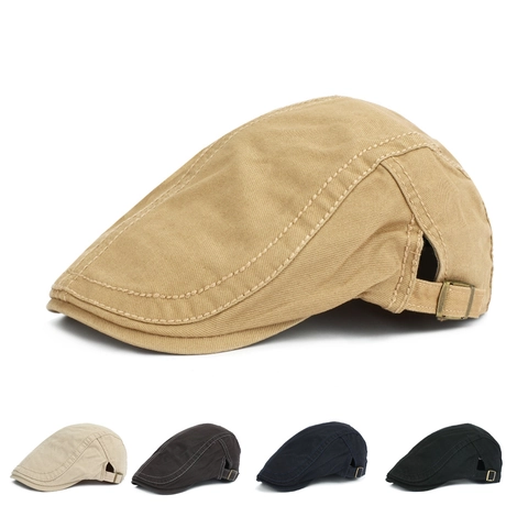 Retro Cotton Flat Cap Adjustable Newsboy Ivy Hat Breathable Casual British Style For Men Women UV Protection