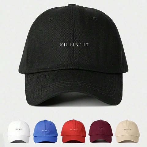 Killin' It Letter Print Baseball Cap Adjustable Polyester Curved Brim Outdoor Sun Protection Sports Hat For Women