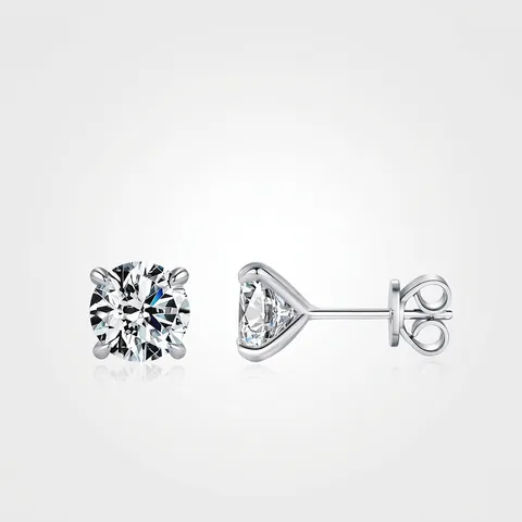 Pendientes De Moissanita Con Corte Brillante Redondo Engaste De Cuatro Garras Plata De Ley 925 Color D VVS1 Joyería Elegante Para Mujer