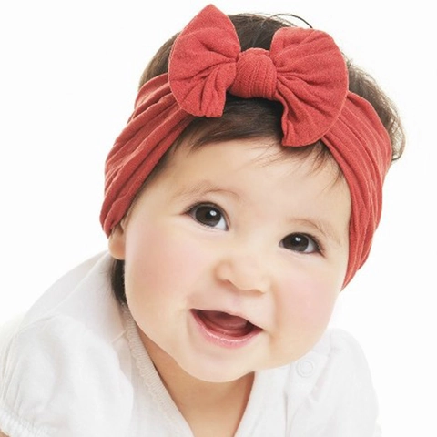 Baby Headband Soft Elastic Nylon Big Bow Hair Band Comfortable Solid Color Headwrap For Newborn Infant Toddler Girls