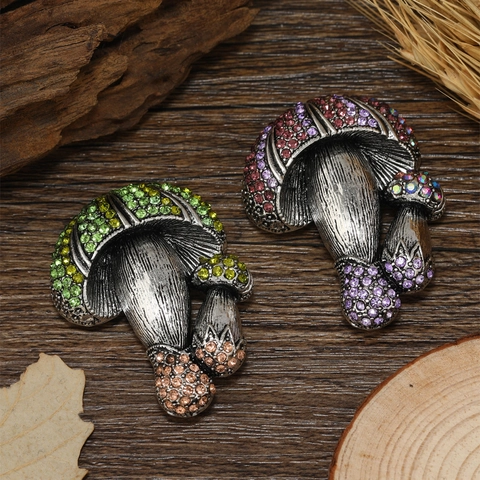 Spilla a Forma di Fungo in Lega Vintage con Strass Spilla da Abito a Tema Foresta Retro per Donna Uomo Gioielli Accessori