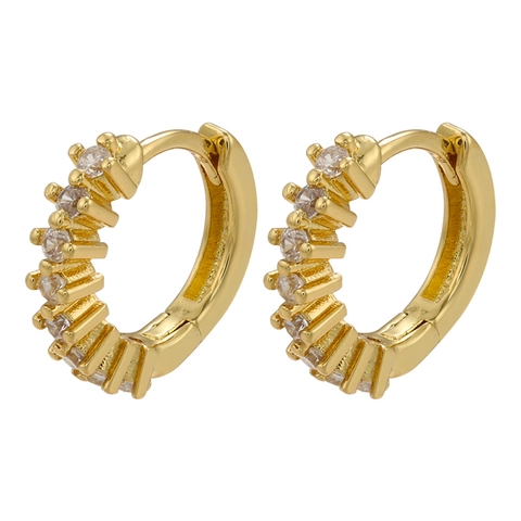 Orecchini a Cerchio in Rame Placcato Oro con Strass Pavé per Donna Orecchini Huggie Tondi Colorati Accessori Gioielleria di Moda