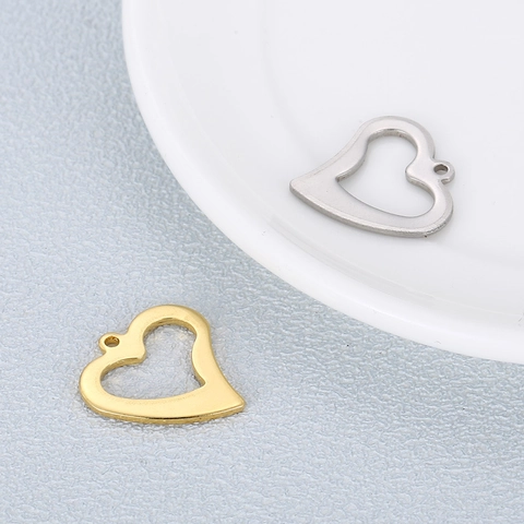 Colgante De Corazón Hueco De Acero Inoxidable Accesorios Para Hacer Joyas DIY Dije Minimalista Simple Para Collar Pulsera