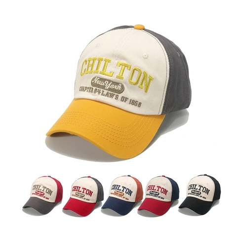 Gorra De Béisbol De Algodón Retro Bordado De Letras Bloque De Color Ajustable Sombrero De Sol Unisex