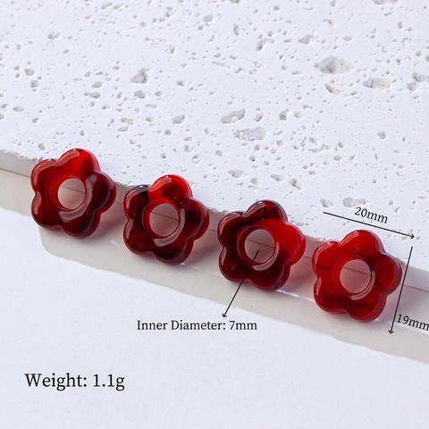 Acrylic Flower Beads DIY Jewelry Making Accessories Colorful Five Petal Floral Charms For Earrings Hair Crafting Supplies