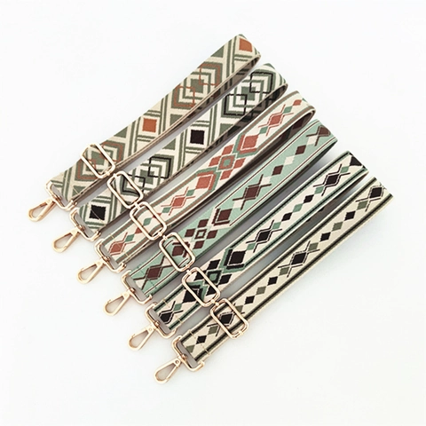 Replacement Bag Strap Adjustable Woven Webbing Wide Belt Ethnic Bohemian Style Crossbody Handbag Accessories With Metal Clasps