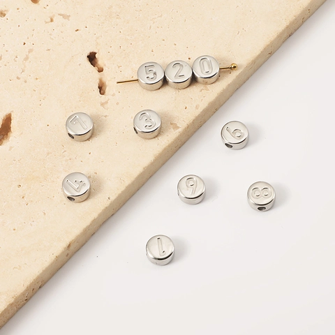 Perline Numeriche In Acciaio Inossidabile Tonde Piccolo Foro Incise Per Creazione Di Gioielli DIY Collane Bracciali Accessorio