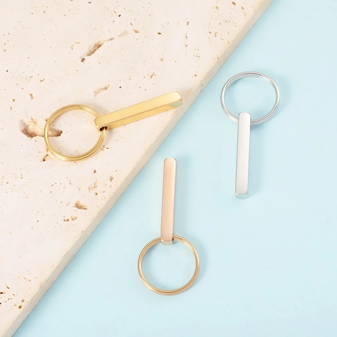 Schlüsselanhänger Aus 304 Edelstahl Stab Spiegelpoliert Minimalistisch Geometrie Schlüsselring Anhänger Zubehör