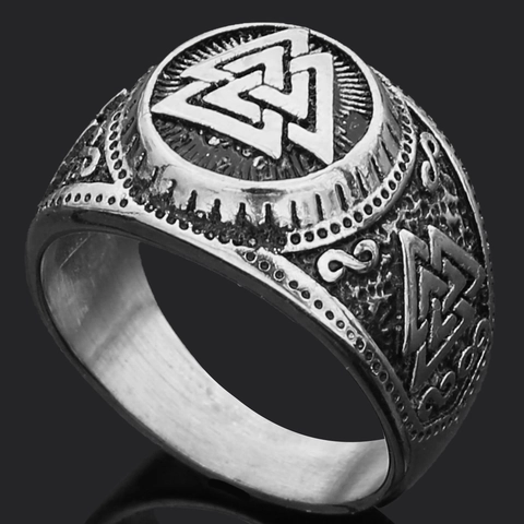 Anillo Vikingo Acero Inoxidable Valknut Runa Mitología Nórdica Retro Punk Gótico Joyas Para Hombres