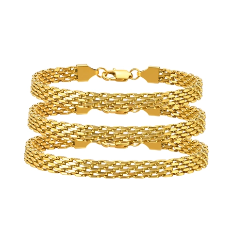 Edelstahl Mesh Geflochtenes Armband 18K Vergoldet Einfache Flache Metallkette Minimalistischer Schmuck Unisex