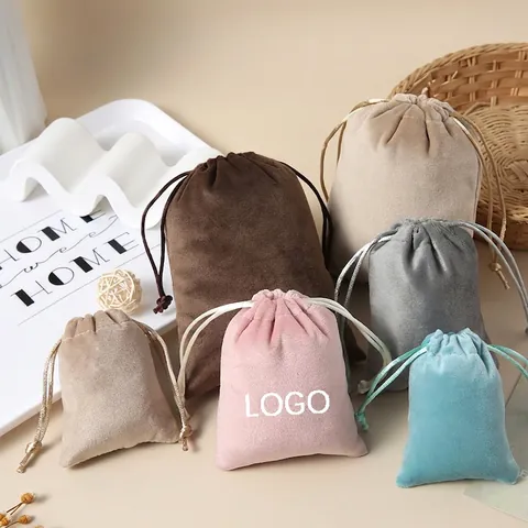 Soft Smooth Velvet Drawstring Pouch Jewelry Storage Small Gift Bag Elegant Velvet Jewelry Packaging Bag For Accessories