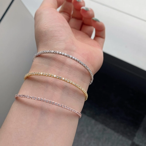 Double Layer Wrap Bangle 925 Sterling Silver Cubic Zirconia Adjustable Open Bracelet Minimalist Fashion Jewelry For Women