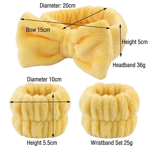 Face Wash Headband And Wristbands Plush Coral Fleece Bow Soft Absorbent Skin Care Makeup Accessory For Women Girls