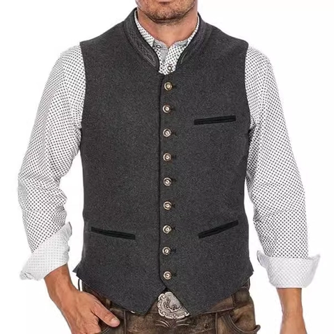 Men's Slim Fit Wedding Suit Vest V-Neck Polyester Waistcoat Groomsman Formal Business Style Embroidered Top For Banquet Ceremony