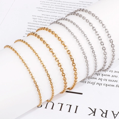 Minimalistische Ketting En Armband Sieradenset Titanium Roestvrij Staal Dunne Schakelketting 18K Verguld Elegant Mode Voor Dames