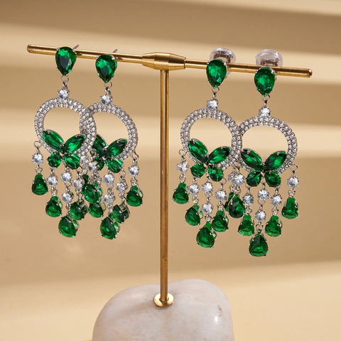 Orecchini Di Lusso Con Nappa A Farfalla E Goccia D'acqua Gioielli In Rame E Zircone Con Perno In Argento Sterling 925 Per Donna