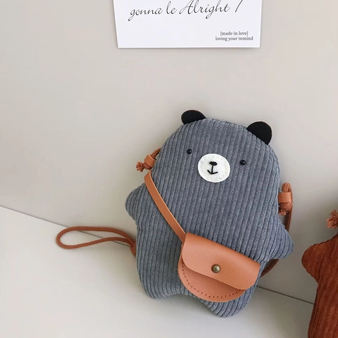 Bolso Bandolera Infantil Lindo Forma Oso Pana Acolchado Bolso Hombro Mini Accesorio Cuero Estilo Coreano Niños