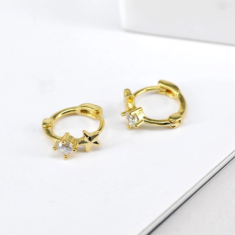 Stern Creolen Mit 925 Sterling Silber Ohrstecker Kupfer Zirkonia Eleganter Schmuck Für Damen