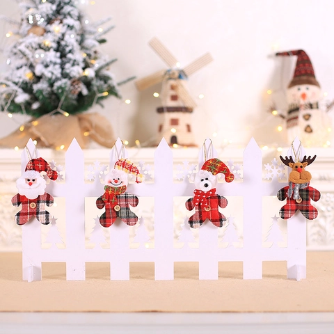 Decorazioni Natalizie Da Appendere Tessuto Scozzese Peluche Bambole Cartoni Animati Babbo Natale Pupazzo Di Neve Albero