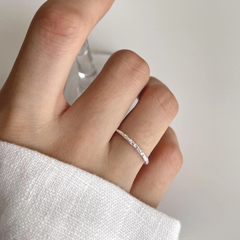 Anello In Argento Sterling 925 Texture Martellata Onda Irregolare Fascia Aperta Regolabile Gioielli Minimalisti