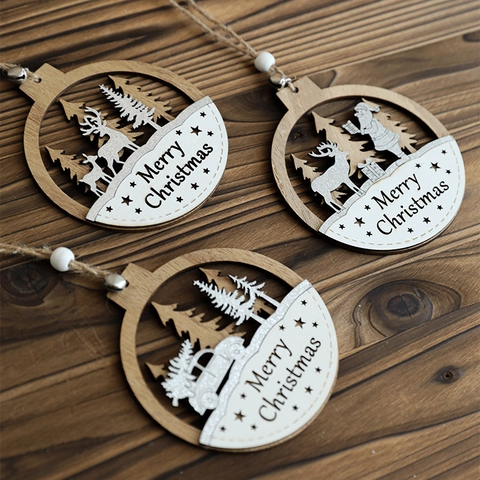 Ornamento Natalizio Da Appendere In Legno Traforato Renna Babbo Natale Taglio Laser Decorazione Rustica Per Albero