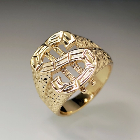 Dollarzeichen Ring 18K Vergoldet Zinklegierung Hip Hop Streetwear Kreativer Schmuck Für Herren