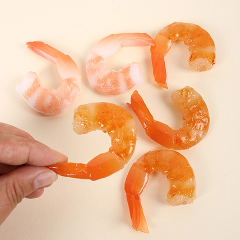 Realistic Simulation Shrimp Model PVC Cooked Prawn Keychain Funny Food Photography Prop Bag Charm Decor