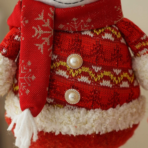 Christmas Standing Doll Ornament Knitted Plush Retractable Telescoping Legs Santa Snowman Reindeer Holiday Home Decor