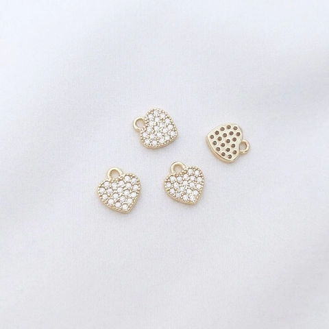 Ciondoli A Cuore In Zircone Micro Pave Rame Placcato Oro 14K Pendente Per Creazione Di Gioielli DIY Accessori Eleganti