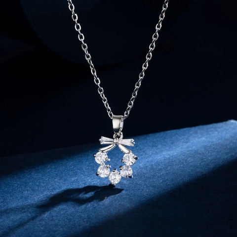 Collana In Acciaio Inossidabile Con Ciondolo A Fiocco Ghirlanda Floreale Zircone Intarsio Strass Gioielli Eleganti Donna