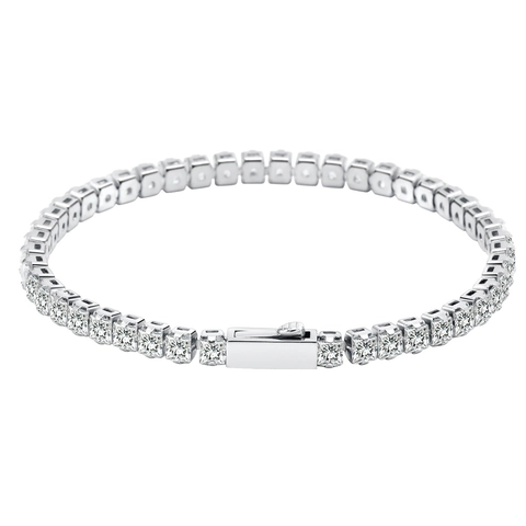 Tennis Bracelet Necklace Round Cut Zircon Stainless Steel Personalized Inlaid Hip Hop Jewelry Trendy For Men Women