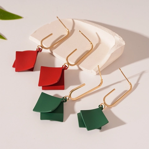 Orecchini A Pendente Geometrici Vintage In Lega Verniciata Opaca Con Silver Earring Post Moda Semplice Per Donna