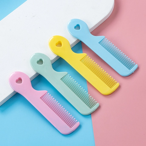 Baby Hair Comb Plastic Round Teeth Newborn Toddler Hairbrush Gentle Scalp Care Heart Shape Handle Cute Styling Tool