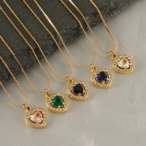 Collar Con Colgante De Corazón De Acero Inoxidable Con Circonita Elegante Cadena De Clavícula De Lujo Minimalista Para Mujer