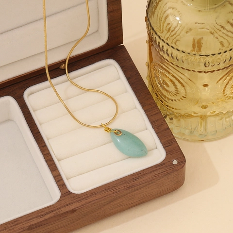 Druppel Natuursteen Hanger Ketting Vergulde Roestvrijstalen Ketting Sieraden Voor Vrouwen Persoonlijkheid