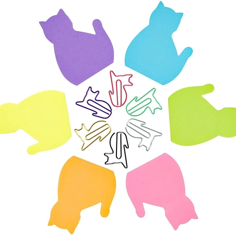 Cat Shaped Sticky Notes Colorful Cartoon Memo Pads For Office School Student Planner Daily Reminder